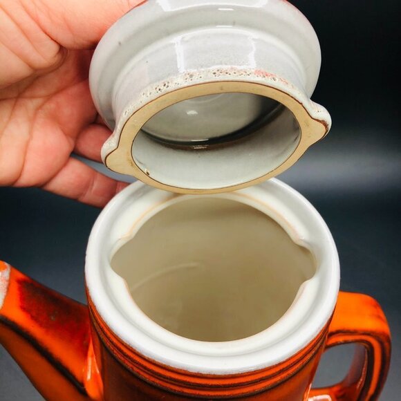 Beauceware Pottery Burnt Orange Coffee Pot Vintage Jean Cartier Artist Signed - Picture 4 of 12